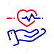 Pictogramme représentant une main avec un coeur au dessus